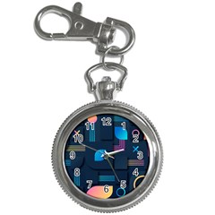 Gradient Geometric Shapes Dark Background Key Chain Watches by Ravend