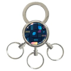 Gradient Geometric Shapes Dark Background 3-ring Key Chain by Ravend