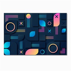 Gradient Geometric Shapes Dark Background Postcard 4 x 6  (pkg Of 10) by Ravend