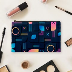 Gradient Geometric Shapes Dark Background Cosmetic Bag (medium) by Ravend