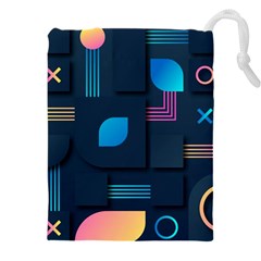 Gradient Geometric Shapes Dark Background Drawstring Pouch (4xl) by Ravend