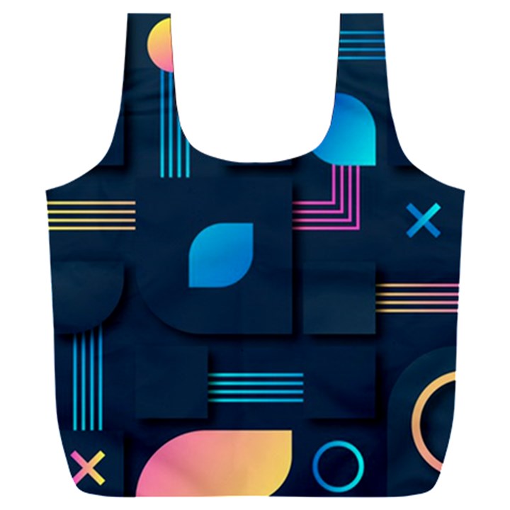 Gradient Geometric Shapes Dark Background Full Print Recycle Bag (XXXL)