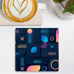 Gradient Geometric Shapes Dark Background Uv Print Square Tile Coaster  by Ravend