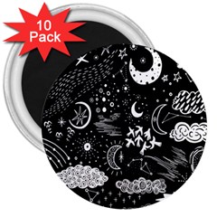 Vector Set Sketch Drawn With Space 3  Magnets (10 Pack)  by Ravend