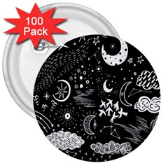 Vector Set Sketch Drawn With Space 3  Buttons (100 Pack)  by Ravend