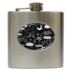 Vector Set Sketch Drawn With Space Hip Flask (6 Oz) by Ravend