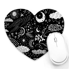 Vector Set Sketch Drawn With Space Heart Mousepad by Ravend