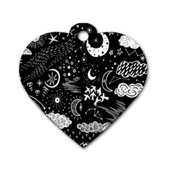 Vector Set Sketch Drawn With Space Dog Tag Heart (one Side) by Ravend