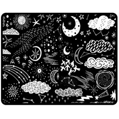 Vector Set Sketch Drawn With Space Fleece Blanket (medium) by Ravend