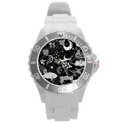 Vector Set Sketch Drawn With Space Round Plastic Sport Watch (l) by Ravend