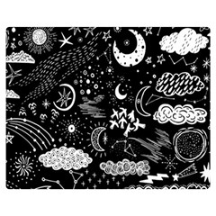 Vector Set Sketch Drawn With Space Two Sides Premium Plush Fleece Blanket (medium) by Ravend