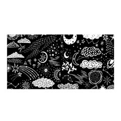 Vector Set Sketch Drawn With Space Satin Wrap 35  X 70  by Ravend