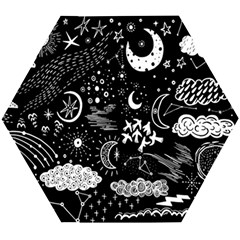 Vector Set Sketch Drawn With Space Wooden Puzzle Hexagon by Ravend