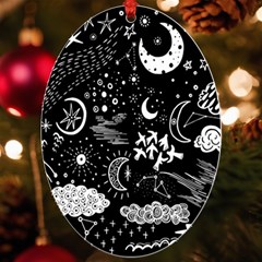 Vector Set Sketch Drawn With Space Uv Print Acrylic Ornament Oval