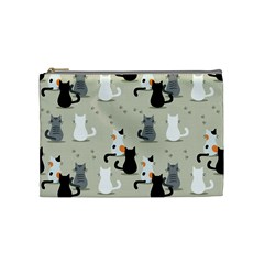 Cute Cat Seamless Pattern Cosmetic Bag (medium) by Ravend