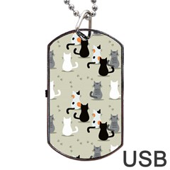 Cute Cat Seamless Pattern Dog Tag Usb Flash (one Side) by Ravend