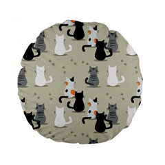 Cute Cat Seamless Pattern Standard 15  Premium Round Cushions by Ravend