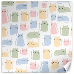 Cute Cat Colorful Cartoon Doodle Seamless Pattern Canvas 12  X 12  by Ravend