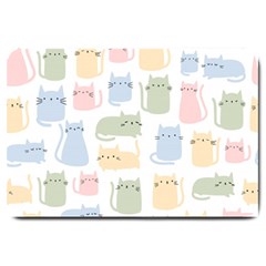 Cute Cat Colorful Cartoon Doodle Seamless Pattern Large Doormat by Ravend