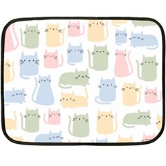 Cute Cat Colorful Cartoon Doodle Seamless Pattern Two Sides Fleece Blanket (mini) by Ravend