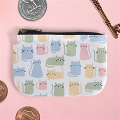 Cute Cat Colorful Cartoon Doodle Seamless Pattern Mini Coin Purse by Ravend