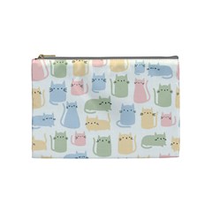 Cute Cat Colorful Cartoon Doodle Seamless Pattern Cosmetic Bag (medium) by Ravend