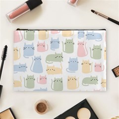 Cute Cat Colorful Cartoon Doodle Seamless Pattern Cosmetic Bag (large) by Ravend