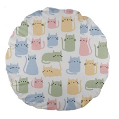 Cute Cat Colorful Cartoon Doodle Seamless Pattern Large 18  Premium Round Cushions by Ravend