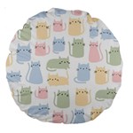 Cute Cat Colorful Cartoon Doodle Seamless Pattern Large 18  Premium Round Cushions Front