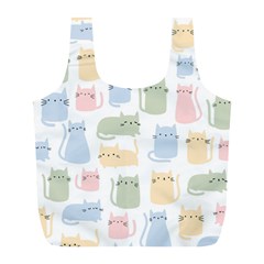 Cute Cat Colorful Cartoon Doodle Seamless Pattern Full Print Recycle Bag (l) by Ravend