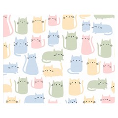 Cute Cat Colorful Cartoon Doodle Seamless Pattern Two Sides Premium Plush Fleece Blanket (medium) by Ravend