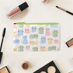 Cute Cat Colorful Cartoon Doodle Seamless Pattern Cosmetic Bag (xs) by Ravend