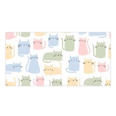 Cute Cat Colorful Cartoon Doodle Seamless Pattern Satin Shawl 45  X 80  by Ravend