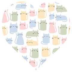 Cute Cat Colorful Cartoon Doodle Seamless Pattern Wooden Puzzle Heart by Ravend