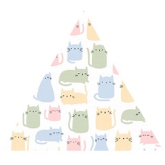 Cute Cat Colorful Cartoon Doodle Seamless Pattern Wooden Puzzle Triangle by Ravend