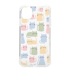 Cute Cat Colorful Cartoon Doodle Seamless Pattern Iphone 11 Tpu Uv Print Case by Ravend