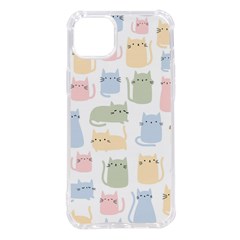 Cute Cat Colorful Cartoon Doodle Seamless Pattern Iphone 14 Plus Tpu Uv Print Case by Ravend