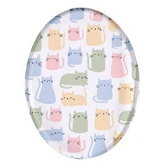 Cute Cat Colorful Cartoon Doodle Seamless Pattern Oval Glass Fridge Magnet (4 Pack) by Ravend