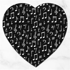 Chalk Music Notes Signs Seamless Pattern Jigsaw Puzzle (heart) by Ravend