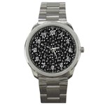 Chalk Music Notes Signs Seamless Pattern Sport Metal Watch Front