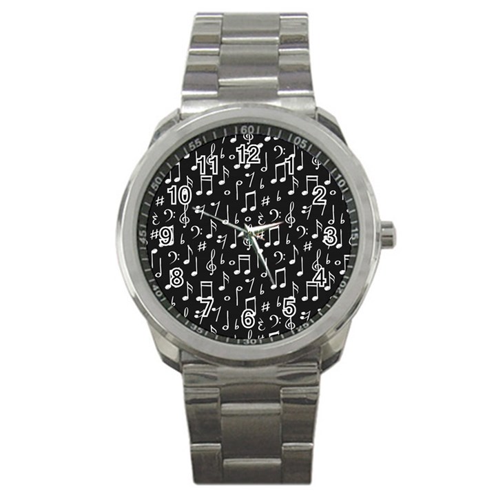 Chalk Music Notes Signs Seamless Pattern Sport Metal Watch