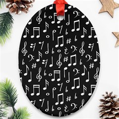 Chalk Music Notes Signs Seamless Pattern Oval Ornament (two Sides)