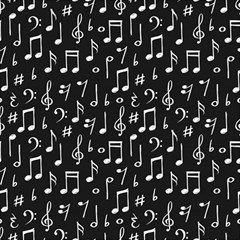 Chalk Music Notes Signs Seamless Pattern Play Mat (rectangle)