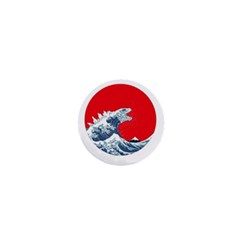 The Great Wave Of Kaiju 1  Mini Buttons by Cendanart