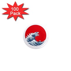 The Great Wave Of Kaiju 1  Mini Magnets (100 Pack)  by Cendanart