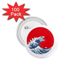 The Great Wave Of Kaiju 1 75  Buttons (100 Pack)  by Cendanart