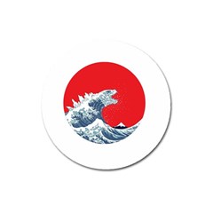 The Great Wave Of Kaiju Magnet 3  (round) by Cendanart