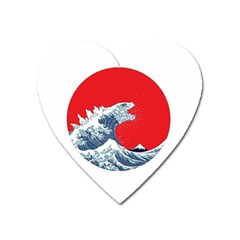 The Great Wave Of Kaiju Heart Magnet by Cendanart