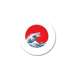 The Great Wave Of Kaiju Golf Ball Marker by Cendanart