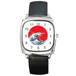 The Great Wave Of Kaiju Square Metal Watch Front